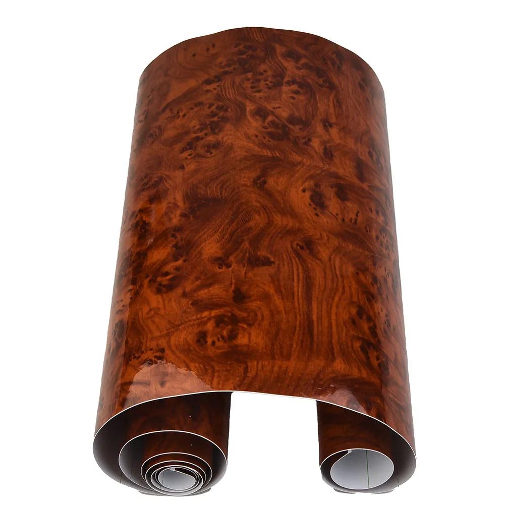 30x124CM 3D High Glossy Wood Grain Vinyl Film Car Stickers Waterproof DIY Styling Wrap Auto Vehicle Detailing Internal Car Acces