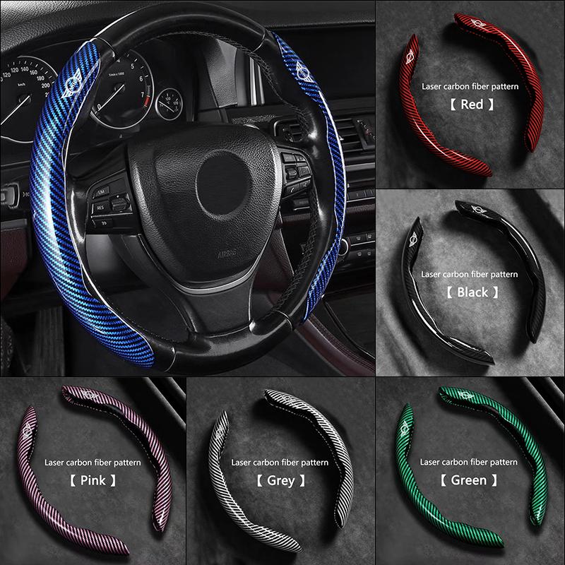 sxnkg9 Car Carbon Fiber Pattern PVC Steering Wheel Non-slip Cover Protect For BMW Mini Cooper R50 R53 R55 R56 R60 R61 F54 F55 F56 F60