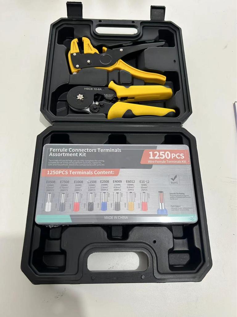Wire Stripping & Crimping Pliers Set with Cold-Pressed Terminal Tool, Drop-Resistant, Sizes 6-4/6-6/10-6.