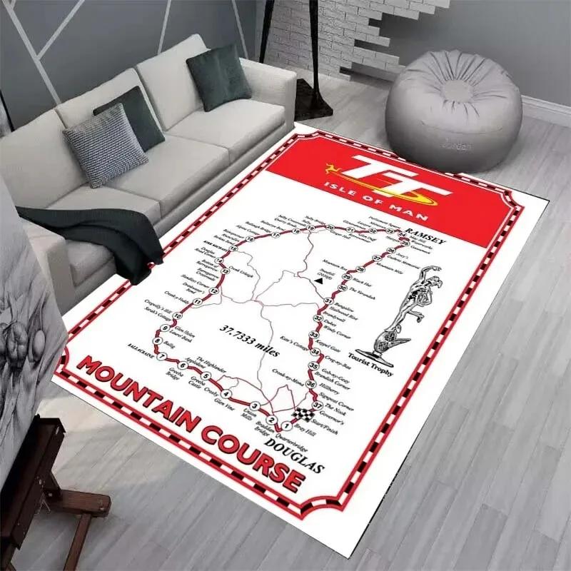 Ковры и коврики Isle of Man TT Ковер для мотоциклетных соревнований Декор для гостиной и спальни Мягкий ковер для большой площади Коврик для детской комнаты