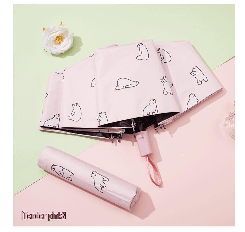 Cartoon Print Dual-Use Folding Sunshade Umbrella - UV Protection and Rainy Day Use