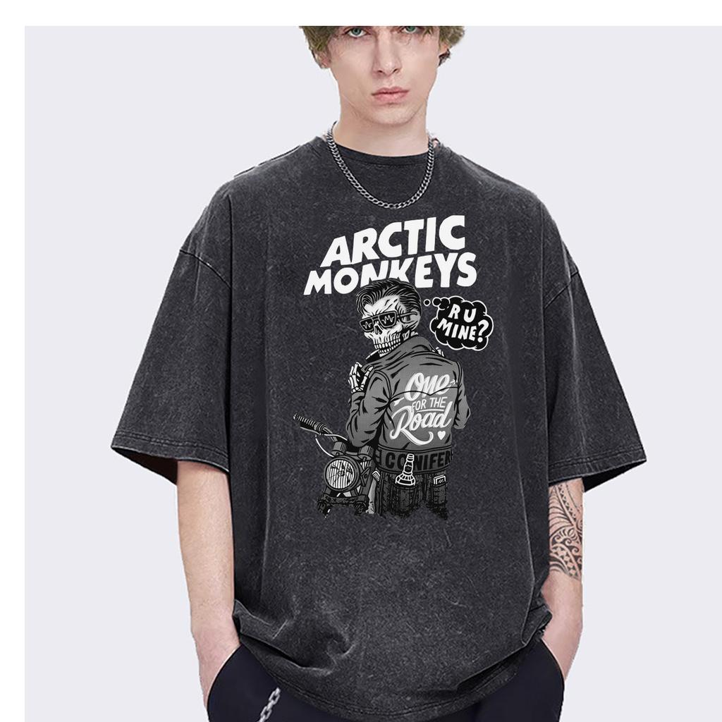 Rapper Retro Rock Arctic Monkeys Music Album Graphic Oversized Ins Mens T-shirt Casual Vintage Washed Cotton