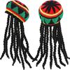 New Rasta Reggae Knitted Hat With Fake Braids Jamaican Hats Hip Hop Dreadlocks Wig Hats Fancy Dress Party Costume Hippie Beret