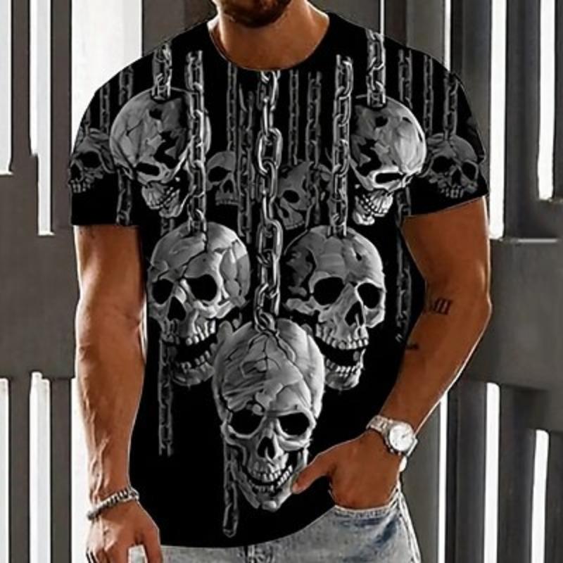 Men's Graphic Skulls T Shirt Tee Short Sleeve T Shirt 3D Print Crew Neck Shirt Vintage Fashion Des3igner Outdoor Casual Daily