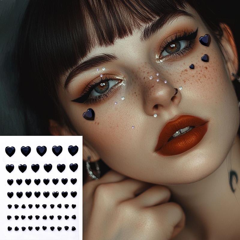 57 шт./лист Сердце Наклейки с драгоценными камнями для лица 3D Многоцветные Самоклеящиеся Стразы для DIY Фестивальной Вечеринки Макияж Глаз и Лица Деко