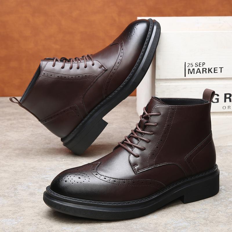 Новое поступление мужская обувь броги в британском стиле мужские ботильоны новый тренд повседневные мотоциклетные ботинки формальные деловые туфли