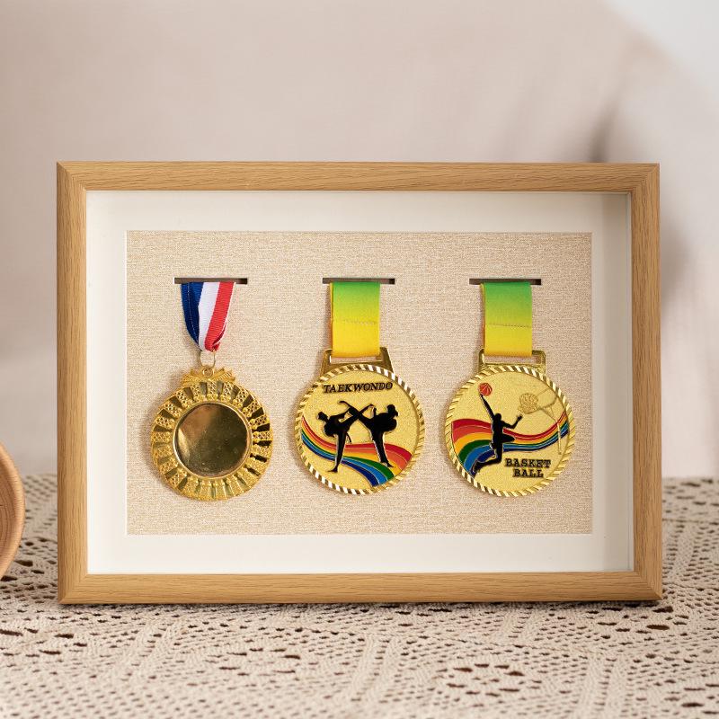 Wooden Medal Frame & Display: Marathon Tag Holder and Decorative Picture Frame