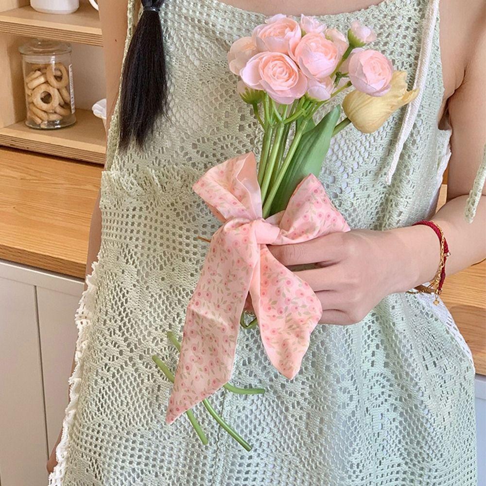 Retro Floral Scarf Ribbon Long Scarves Luxury Scarf Headband Dress Decor
