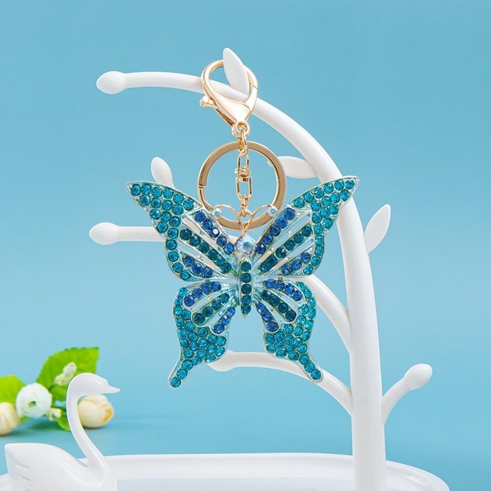Hollow Butterfly Keychain Retro Style Rhinestone Keychain Butterfly Bag Charm Backpack Accessories