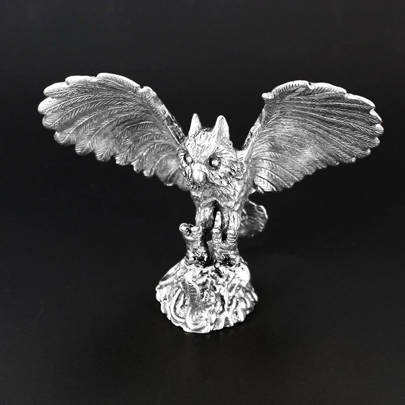 Фигурка совы из латуни, миниатюрная, для чайной церемонии, поделки, аксессуары для брелока, настольное маленькое украшение, животное, домашний декор