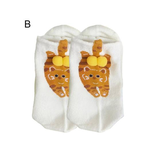 Cute Cat Socks with Balls for Women Novelty Animal Crew Socks Funny 3D Fuzzy Balls Cotton Sock for Cat Lovers