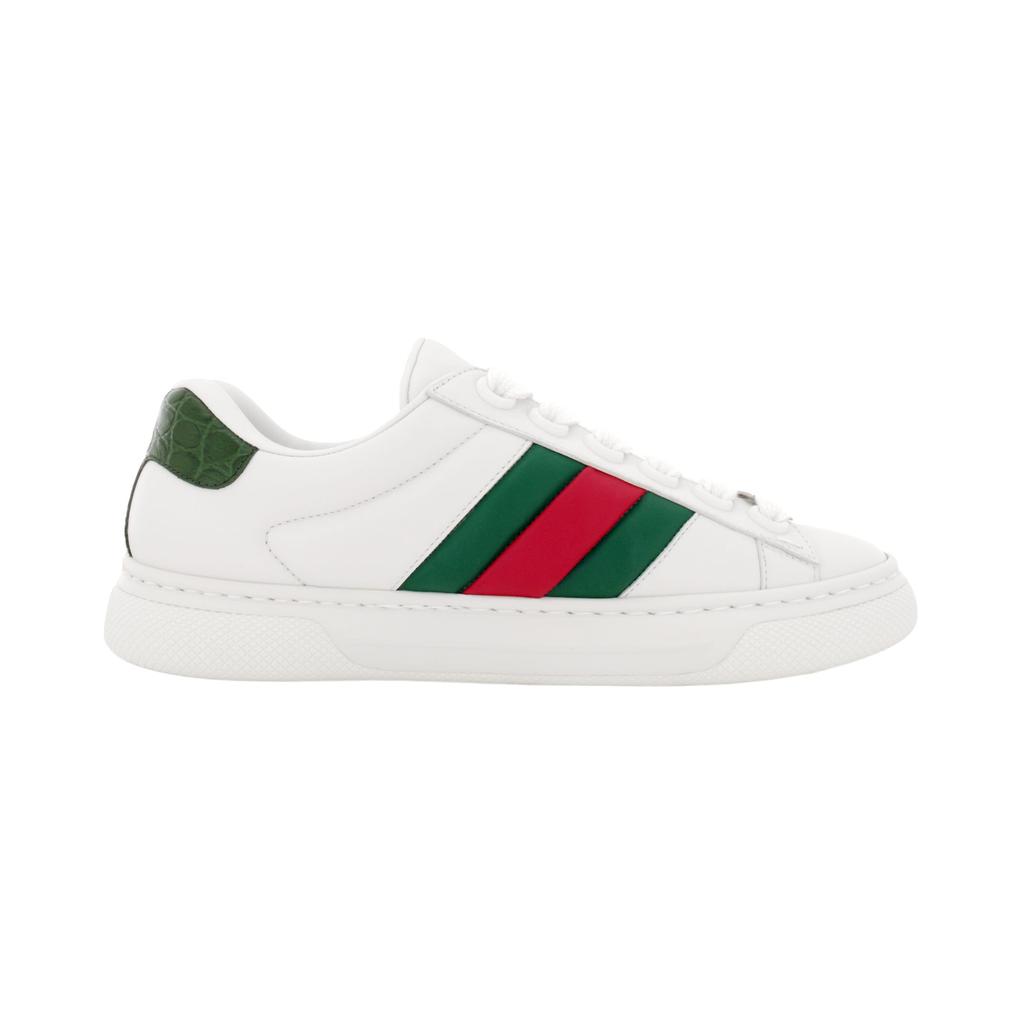 Gucci ACE Кожаные низкие кеды для скейтборда Мужские Белые 791394 AADMG 9053