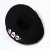 Corned Mexican Hat with Skull Design & Metallic Braid, Wide Brim Festival Accessory for Halloween Carnival Themed Parties