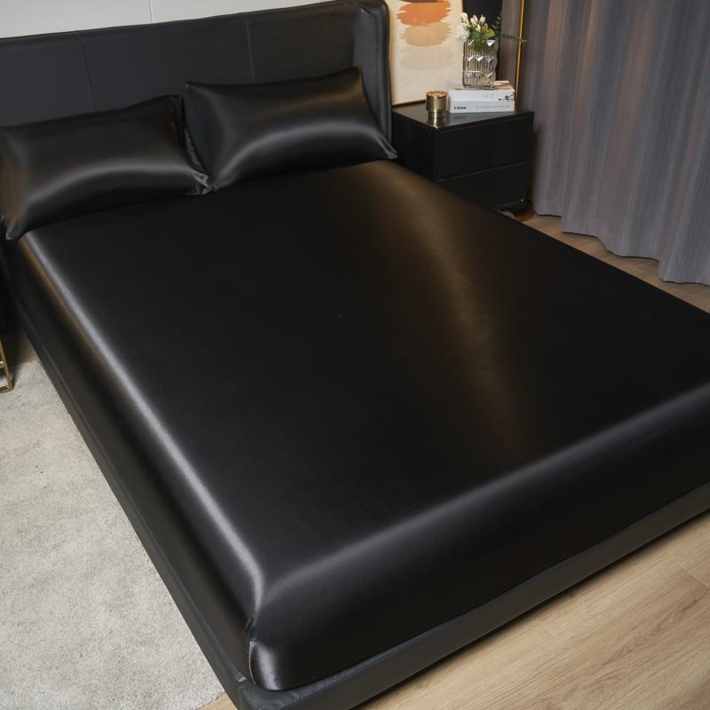 Гладкая простыня на резинке, летнее покрывало для двуспальной/двуспальной/королевской/королевской кровати, шелковистый защитный чехол для матраса (Наволочка Нужен заказ)