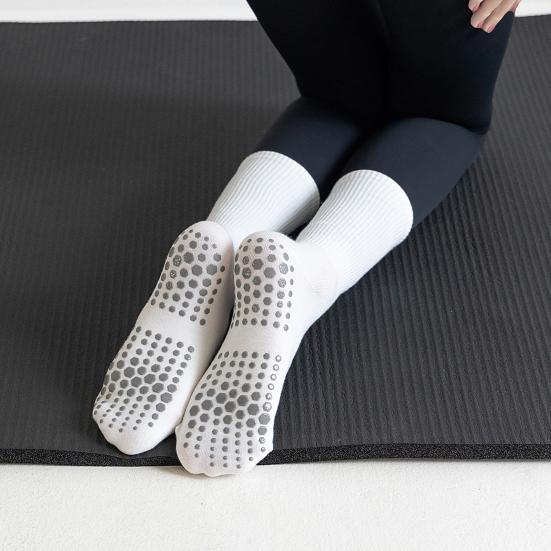 1 пара носков для йоги с нескользящей силиконовой накладкой, дышащие, влагоотводящие, профессиональные, женские, балетные, танцевальные, фитнес, пилатес, спортивные, до середины икры