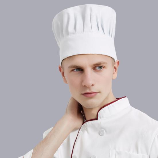 Поварской колпак однотонный с плоским верхом, плиссированный дизайн, дышащий хлопковый поварской колпак, регулируемая посадка, легкая кулинарная шапочка