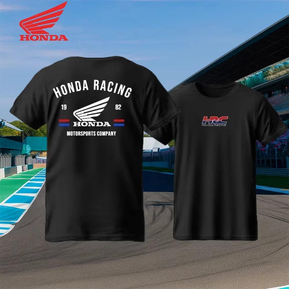 Свободная футболка с коротким рукавом с эмблемой Honda Wing и значком "HRC Honda Racing" на груди