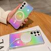 Wireless Charge Case for Samsung Galaxy S23 S22 Ultra Plus Cover Laser Gradient Rainbow Magnetic Cover MagSafe Soft Clear Fundas