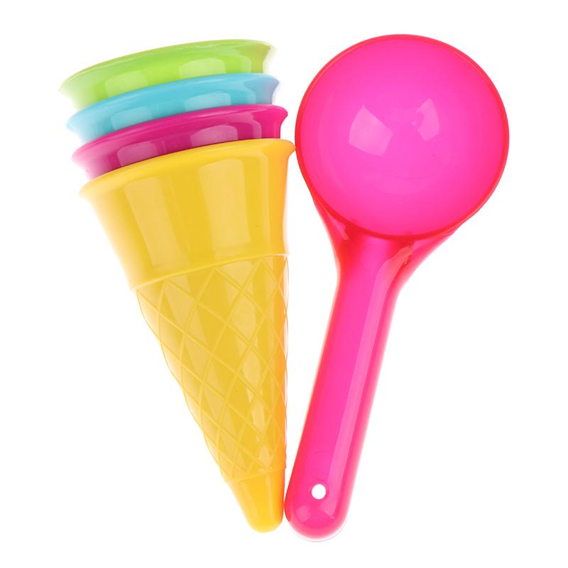 5Pcs Ice Cream Cone Scoop Sets Beach Sand Toys Kids Summer Play Game Gift
