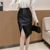 Women's PU Leather Skirt Fashion Office Ladies Irregualer High Waist Slim Midi Length Women's Skirts Female Plus Size