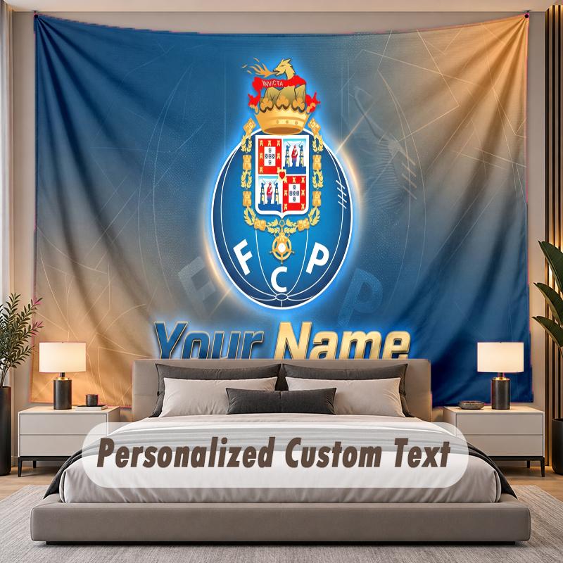 Custom Name Text Tapestry FC Porto Personalized Polyester Wall Tapestry For Bedroom And Room