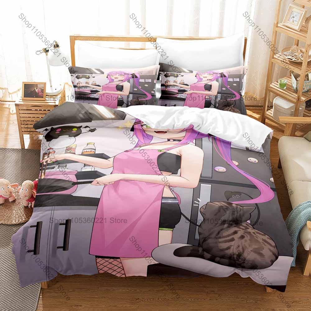Tokoyami Towa Kawaii Cartoon Graphic Bedding Include 1 Duvet Cover + 2 Pillowcases Comfort Bedroom Decoration