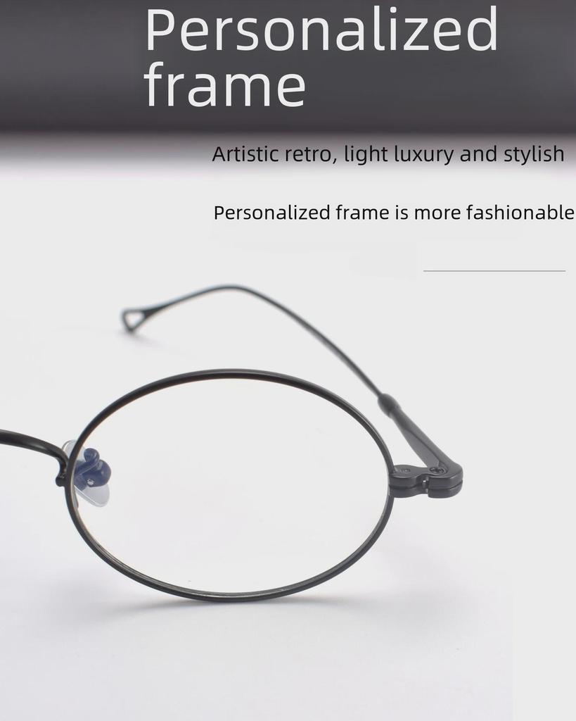 Круглая оправа для очков из чистого титана в стиле ретро M5-MOD01: Черный, маленький, подходит для людей с близорукостью