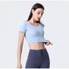 Women's Yoga Clothes: Cross-Back Crop Top Short Sleeve for Outdoor Fitness