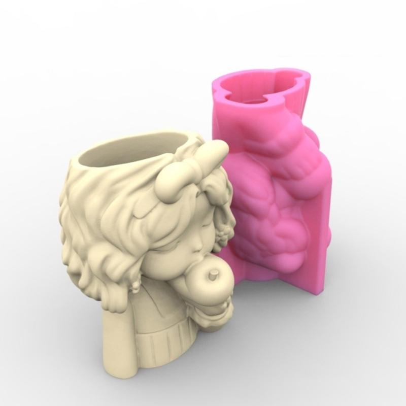 Силиконовая форма для цветочного горшка, бетонная цементная форма для горшка для растений, форма для цветочного горшка, форма для эпоксидной смолы, держатель для кистей для макияжа, форма-органайзер