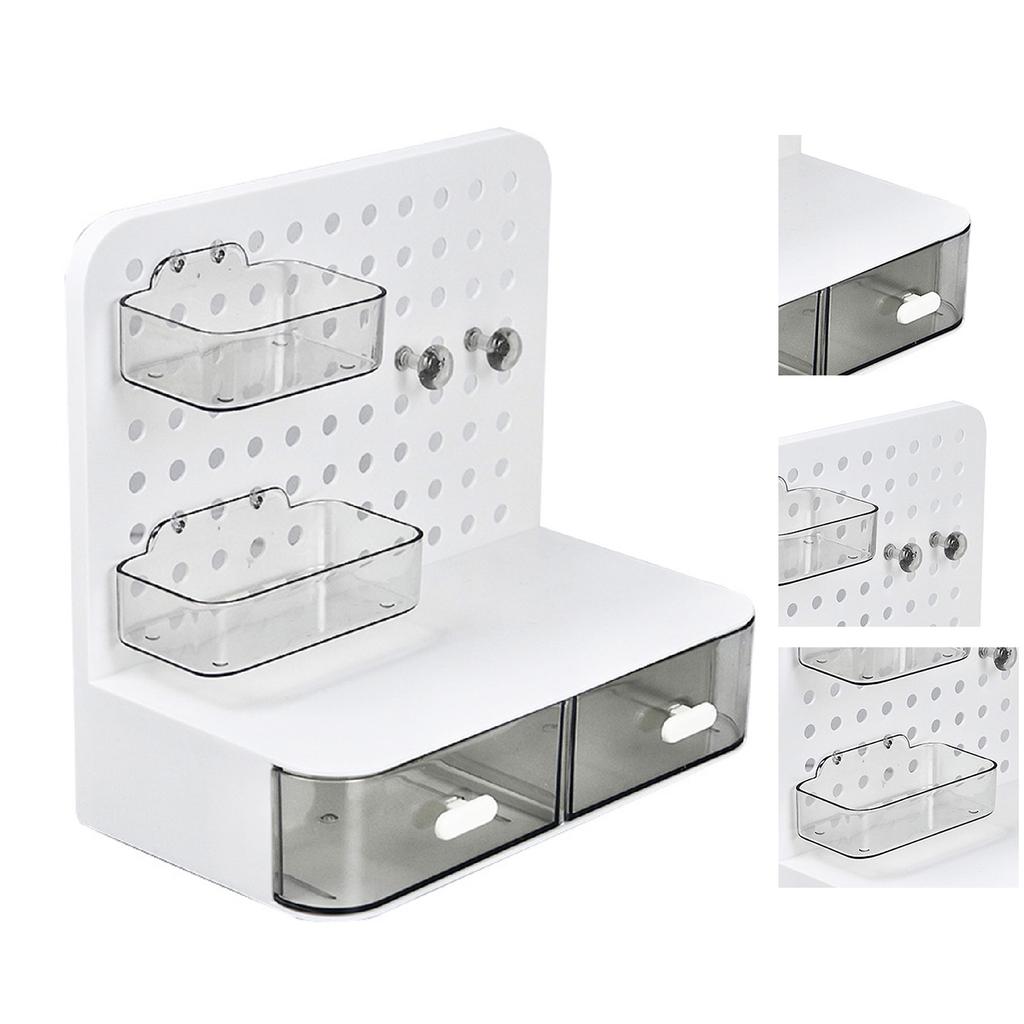 Pegboard Desktop Simple Multifunctional Plastic Storage Rack with Drawers for Stationery Headbands