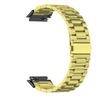 For Huawei Band 7 Stainless Steel Smart Watch Band Three Beads Replacement Strap with Folding Buckle