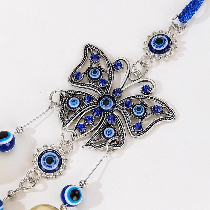 Evil Eye Blue Ward Off Evil Bead Tassel Bell Wind Chimes Pendant Amulet Mascot Feng Shui Home Wall Hanging Decor