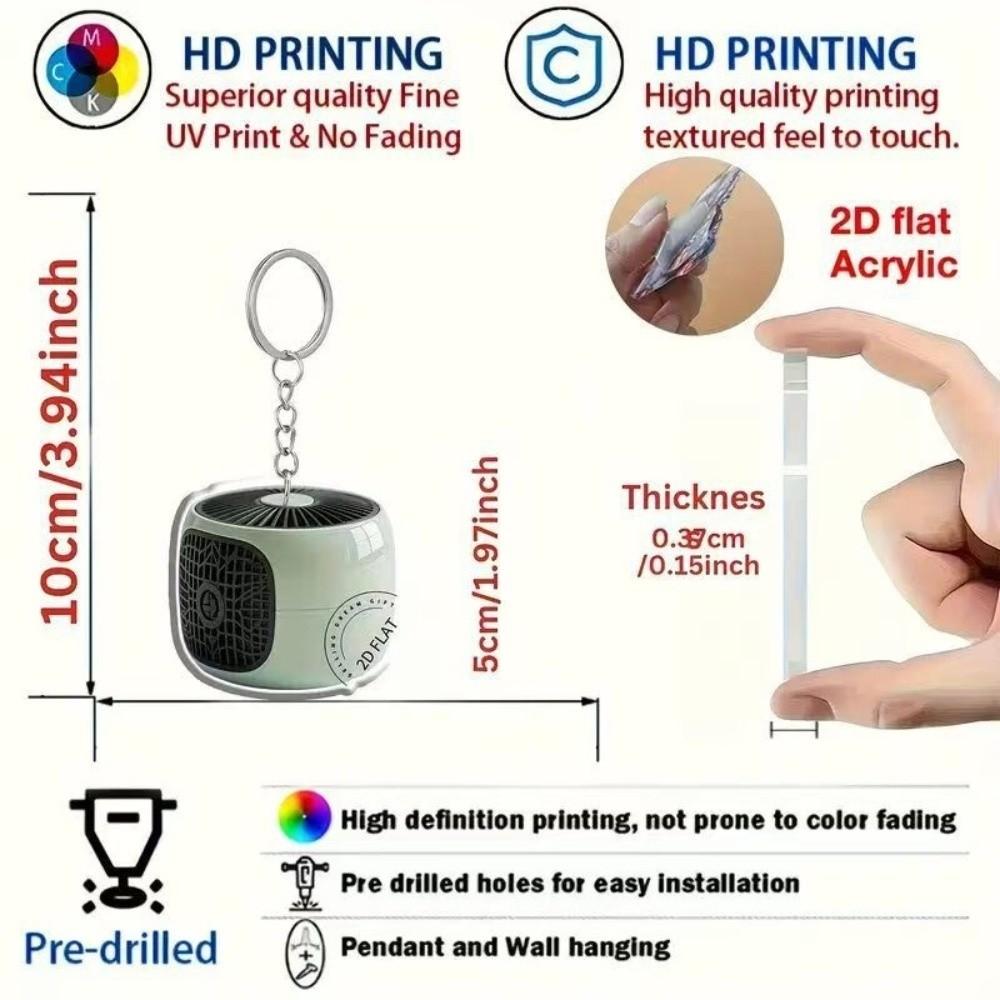 Cute Speaker Keychain 2D Flat Bag Pendant New Car Key Pendant Gift Decoration