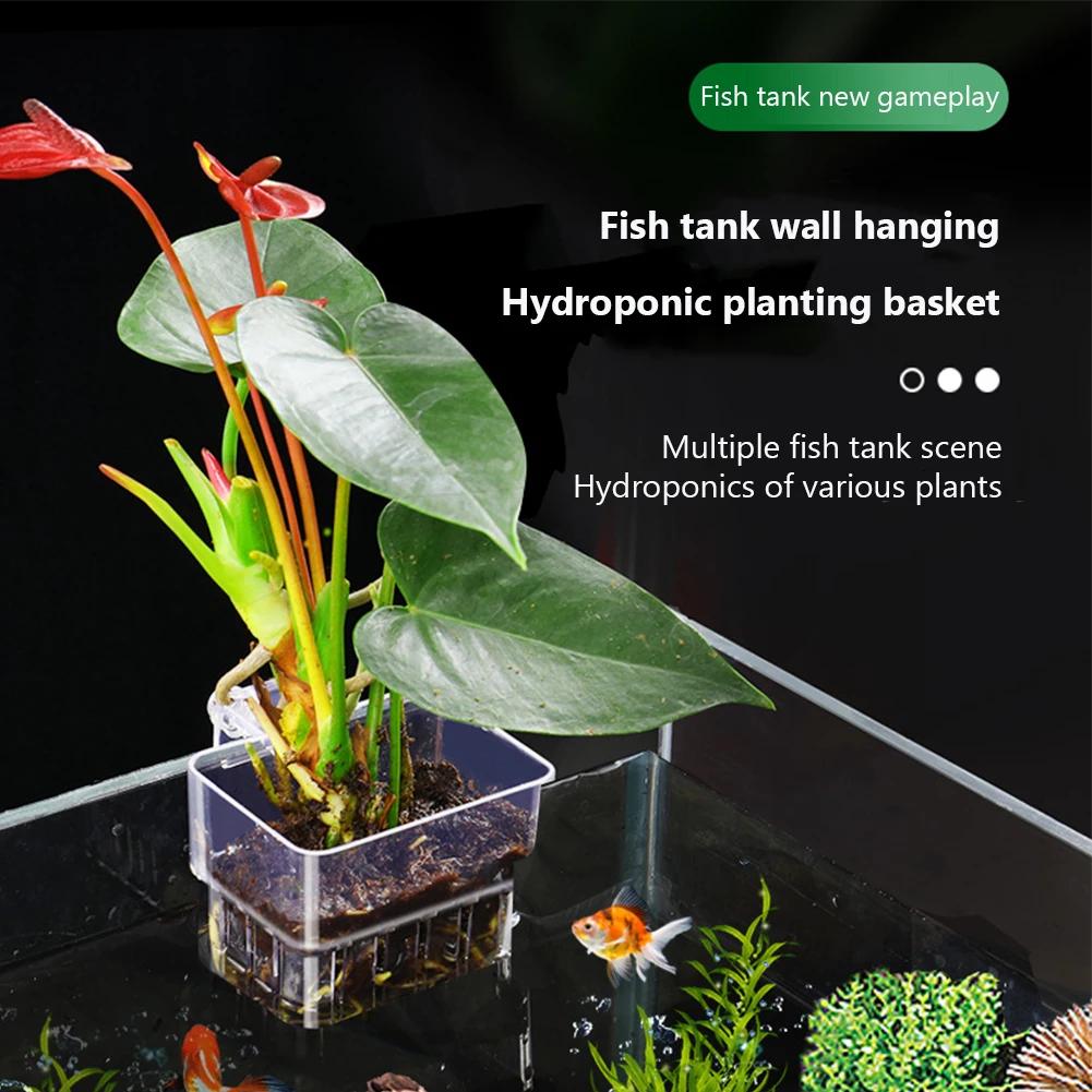 Aquarium Plant Basket Transparent Fish Tank Hanging Decorations Pot Aquatic Plants Holder Aquatic Plant Cup Fish Tank Planter