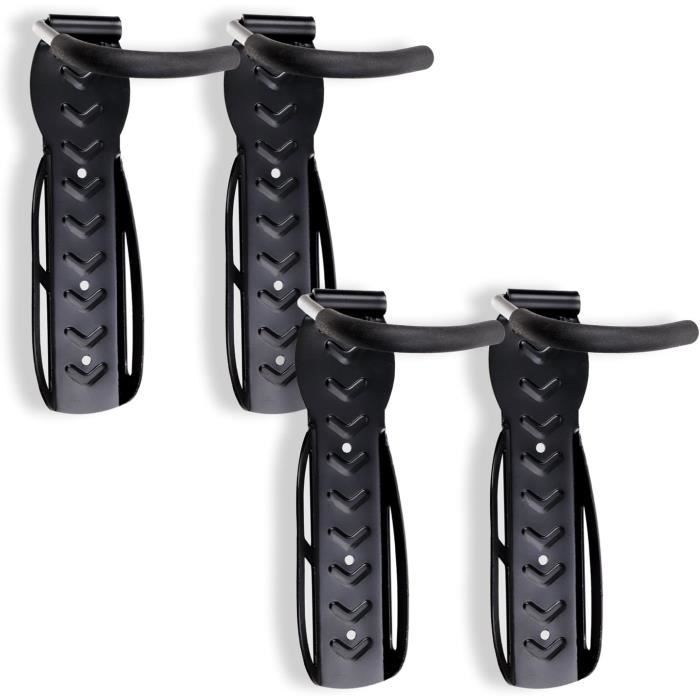 Support Mural Pour Vélo - Schramm - 4 Vélos - Acier Robuste - Couleur Noir - 25,5x7,5x14,5 Cm