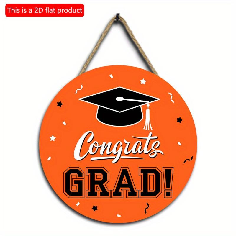 2D плоские 20*20 см 1 шт. Оранжевый узор GRAD для тематической вечеринки «Выпускной сезон», подвесные принадлежности, черная шапочка бакалавра с принтом, украшение для празднования