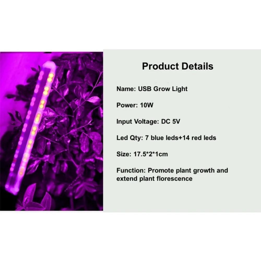 USB 5V LED Grow Light Full Spectrum Plant Lamp с гибким шлангом для внутренней теплицы Фитолампа для рассады цветов Гидропонное освещение