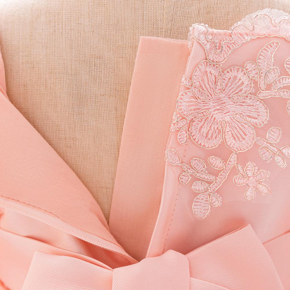 Fluffy Flower Wedding Kids Dress For Girl Elegant Pink 1st Birthday Princess Tutu Prom Party Dresses Child Bow Lace Evening Gown