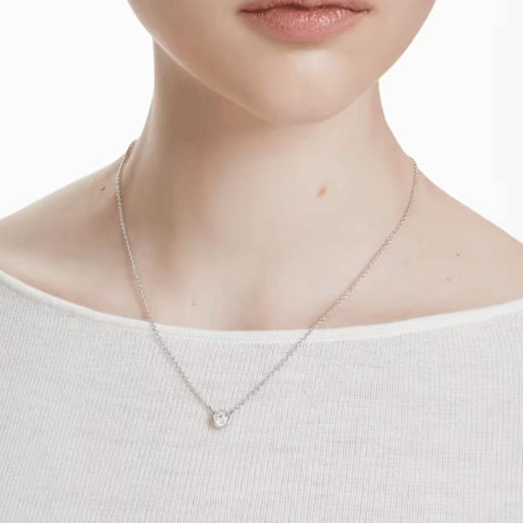 Swarovski Imber Одиночный круглый хрустальный кулон Ожерелье Женское ожерелье Серебро 5696039