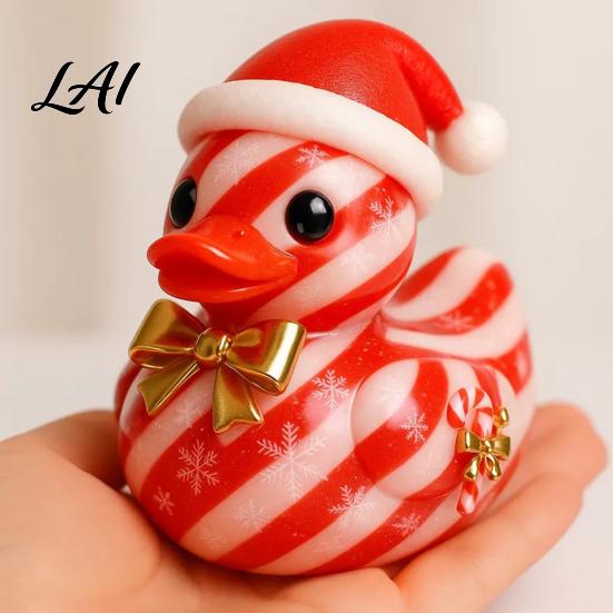 Christmas Shelf Decor Duck Figurine Resin Sculpture for Holiday Home Decor Cute Small Statues Desktop Ornaments with Festive Elements Indoor Outdoor