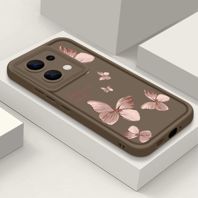 Однотонный матовый чехол для телефона с рисунком бабочки для Xiaomi 14T Pro 13T Poco F6 X6 Pro M6 X5 Redmi Note 14 Pro 13 12 11 10 противоударный мягкий чехол из ТПУ