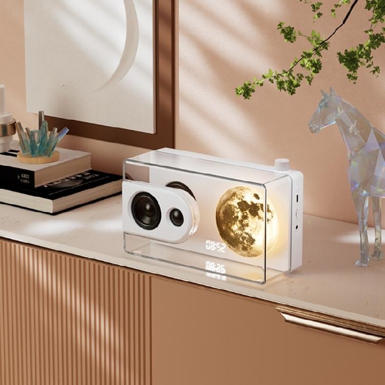 Moonlights Boxes Прозрачный Белый Шум Часы Беспроводной Совместимый с Bluetooth Динамик Настольные Басовые Компьютерные Аксессуары