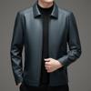Мужская куртка из натуральной кожи с лацканами, осенняя и зимняя тонкая кожаная куртка, дубленка для пап, осенний топ для людей среднего и пожилого возраста