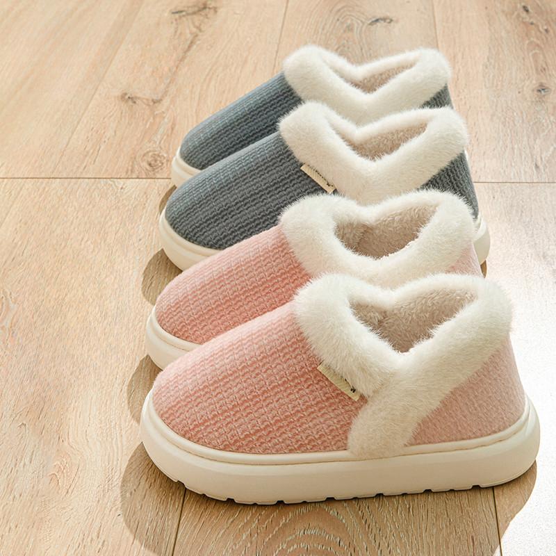 Женские хлопковые тапочки на каблуке-мешке, простые, для домашнего и хозяйственного использования, высокие теплые хлопковые туфли с флисом, мужская зимняя верхняя одежда