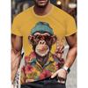 3D Printed Funny Monkey Graphic Men's T-shirts Causal Short Sleeve Oversized Pullover Top
