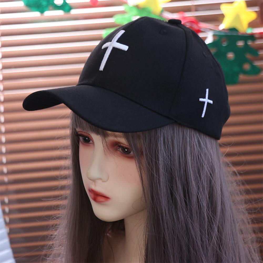 Casual Cross Baseball Cap Spring Duck Tongue Cap Versatile Cross Embroidered Hat Outdoor