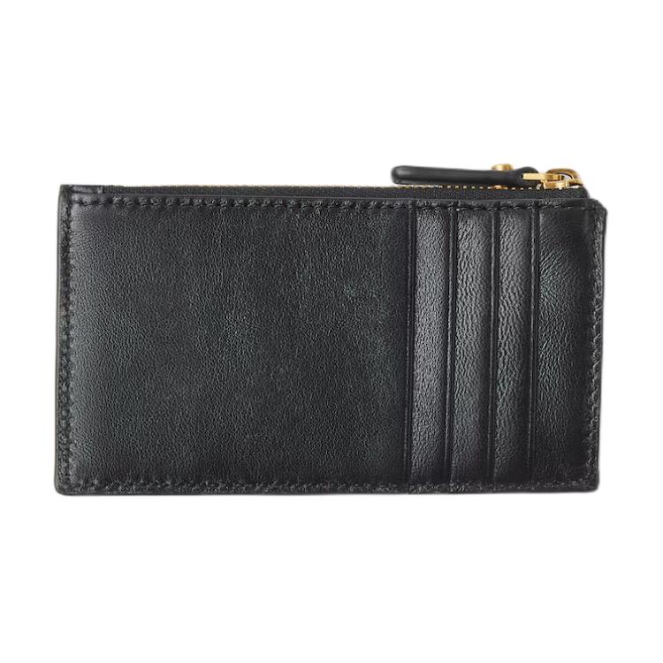 Versace Emblem Metal Medusa Logo Calfskin And Sheepskin Card Holder Women Accessories Black 1024191-1A17449-1B55J