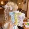 Sequin Tulle Bow Hair Clips Sweet Lolita Dress Hair Accessories Bell Orchid Ribbon Barrettes  Prom
