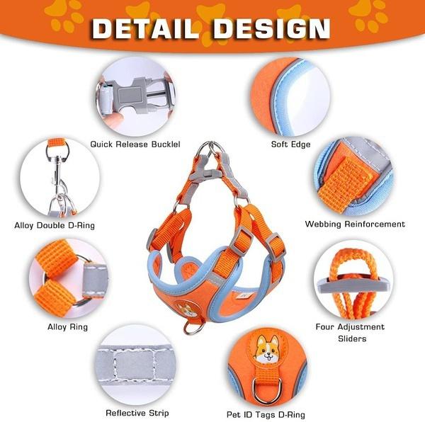 Новая шлейка и поводок для маленьких собак, светоотражающая шлейка для маленьких собак, регулируемая шлейка для домашних животных