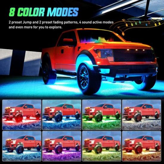 Multi-Color RGB LED Strip Under Car Tube Underglow Underbody Neon Light Kit APP